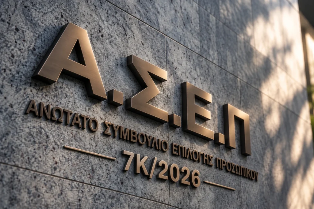 ΑΣΕΠ 7Κ/2026 – Προκήρυξη για 3.262 θέσεις Υποχρεωτικής Εκπαίδευσης στο Δημόσιο και αποδεκτοί τίτλοι σπουδών.